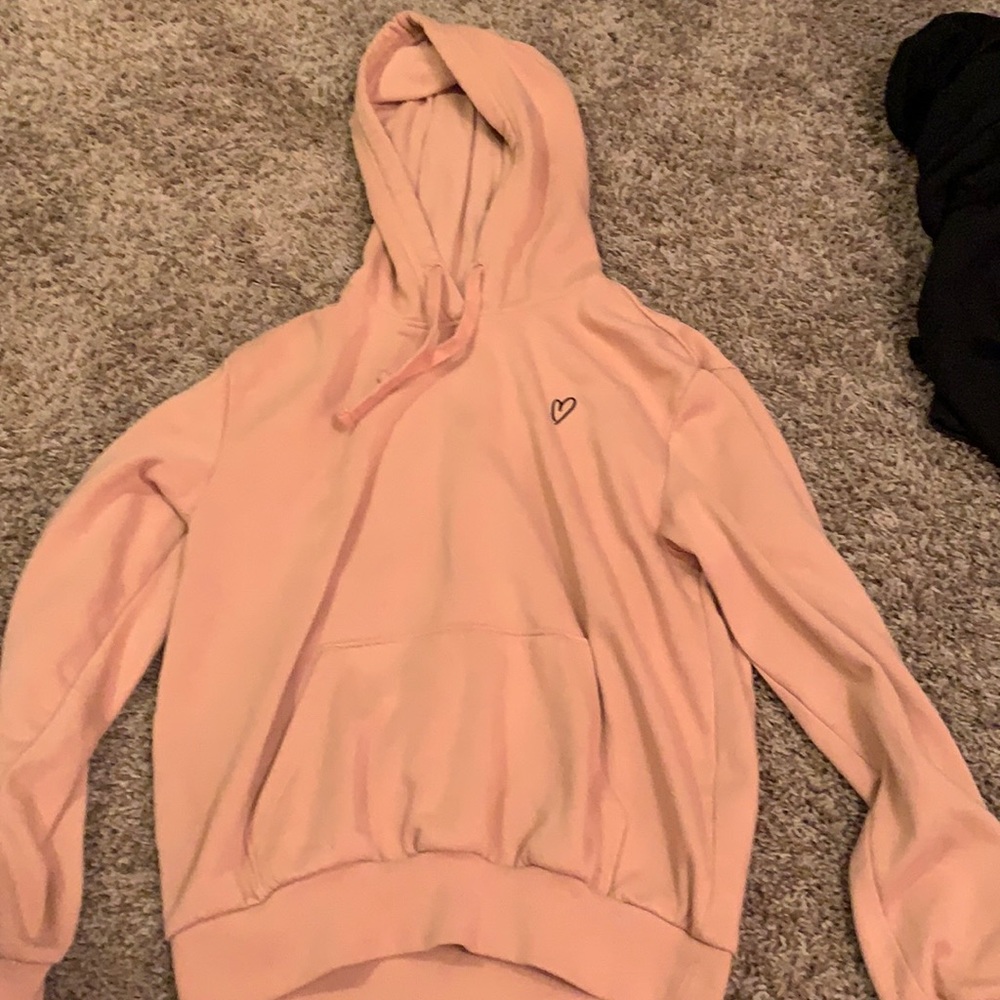 Light pink black heart hoodie